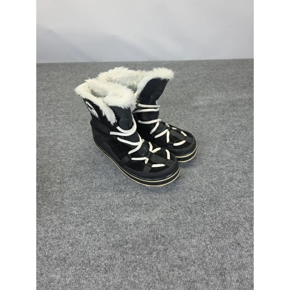 Sorel Womens Glacy Explorer Shortie Quarry Snow Boot Size 6 Black‎ Waterproof